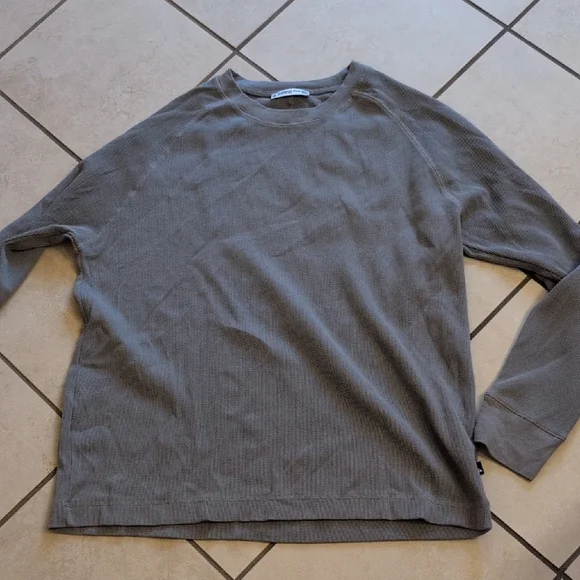 NEW American Giant Thermal Long Sleeve Crew Tee Sharkskin Grey Size 2XL